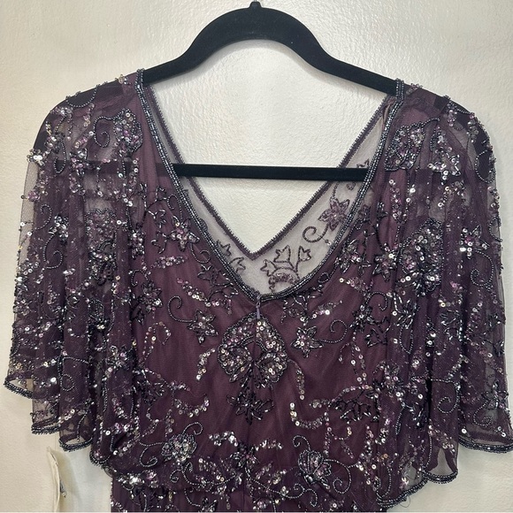 Pisarro Nights Plum full length beaded dress size 6 - Picture 6 of 14